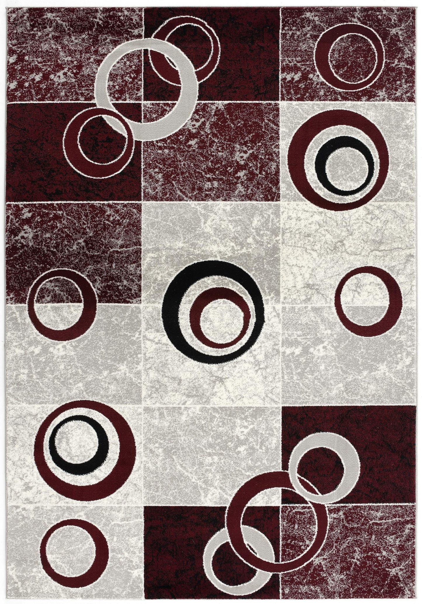 Shiki Abstract Contemporary Red and Grey Indoor Rug