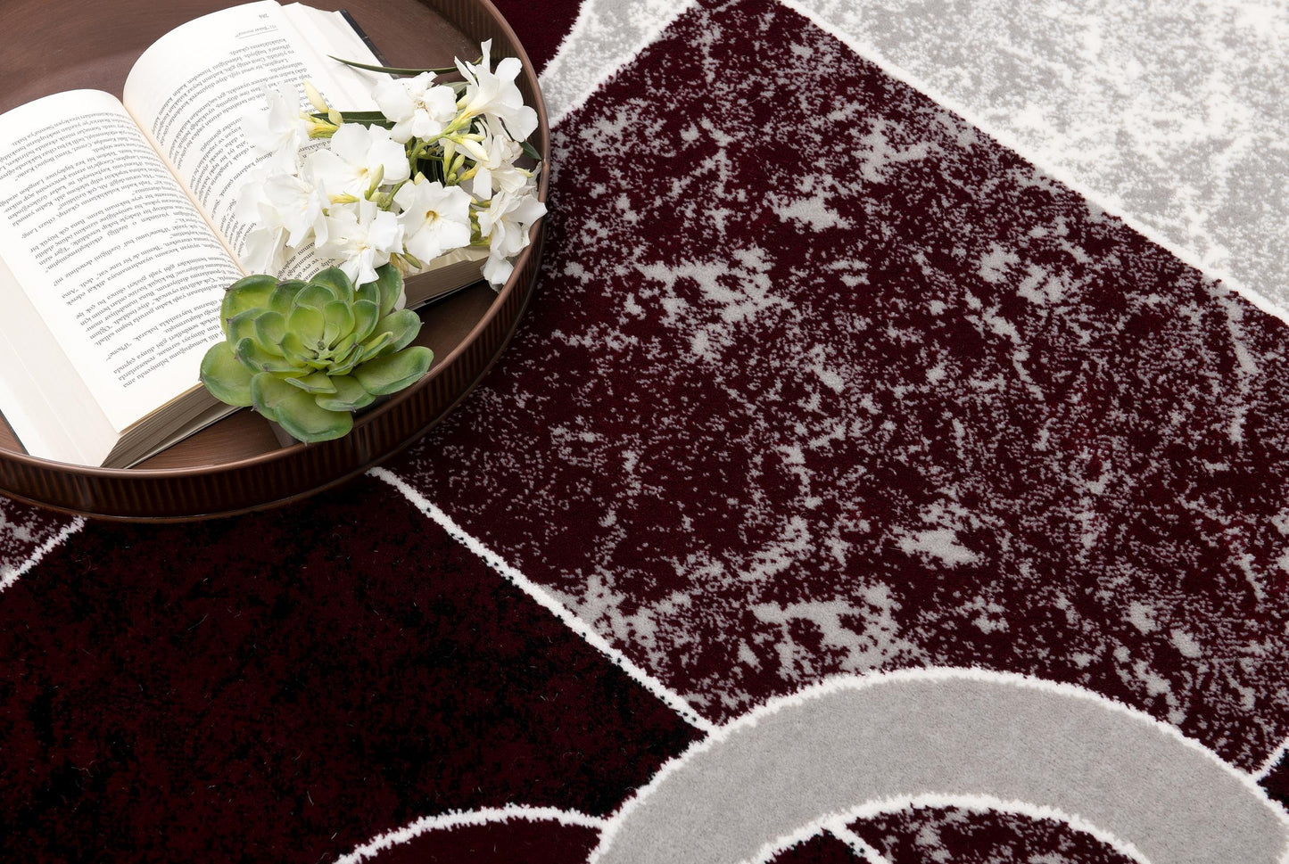 Shiki Abstract Contemporary Red and Grey Indoor Rug