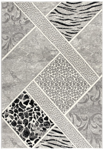 Kiso Geometric Contemporary Grey and Black Indoor Rug-3