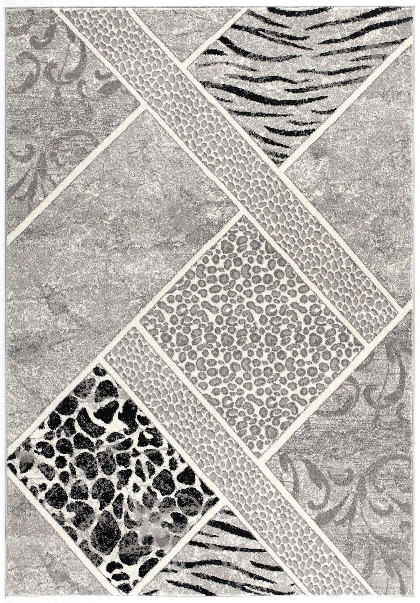 Kiso Geometric Contemporary Grey and Black Indoor Rug-9