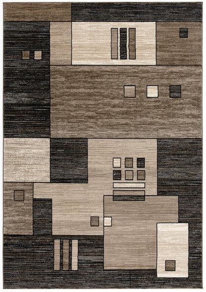 Shizen Geometric Contemporary Brown and Beige Indoor Rug