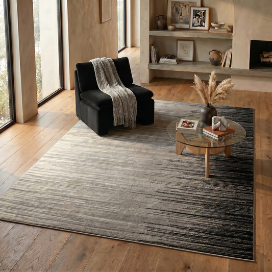 Tapis Noir Montage Lignes Abstraites
