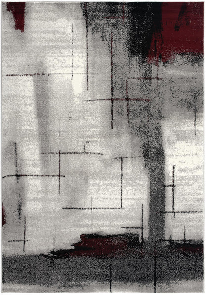 Kyma Abstract Contemporary Grey and Red Indoor Rug-15