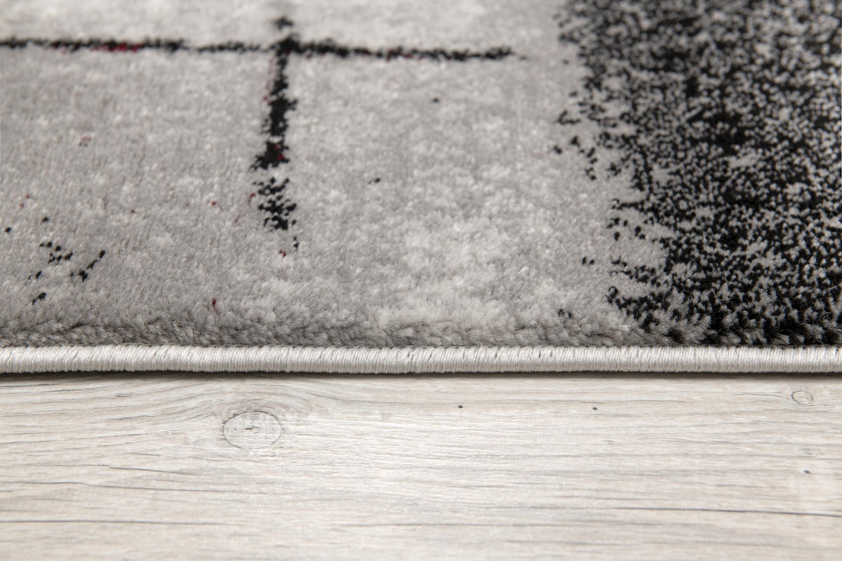 Kyma Abstract Contemporary Grey and Red Indoor Rug