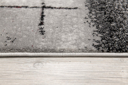 Kyma Abstract Contemporary Grey and Red Indoor Rug-19