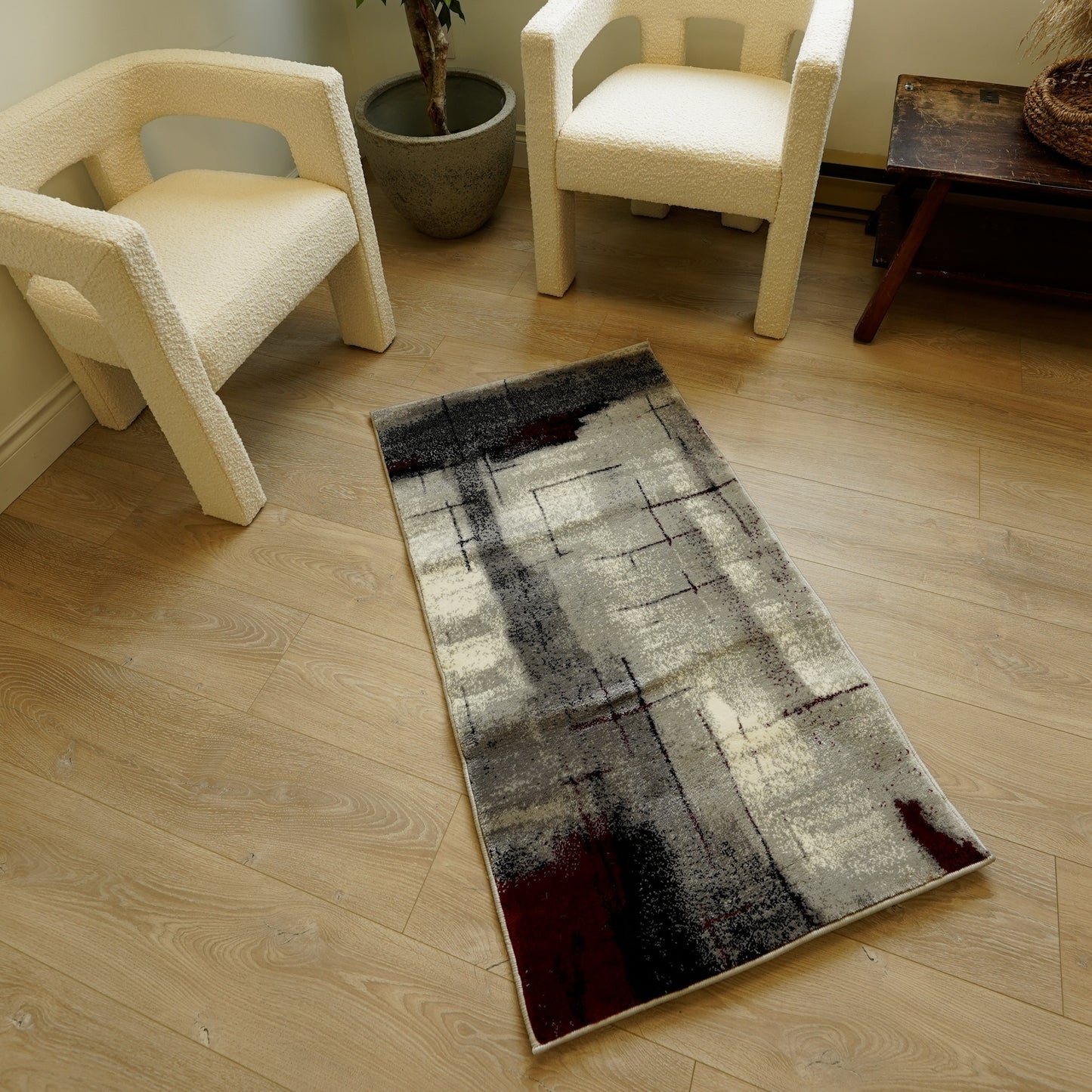 Kyma Abstract Contemporary Grey and Red Indoor Rug-16