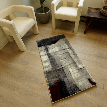 Kyma Abstract Contemporary Grey and Red Indoor Rug-16