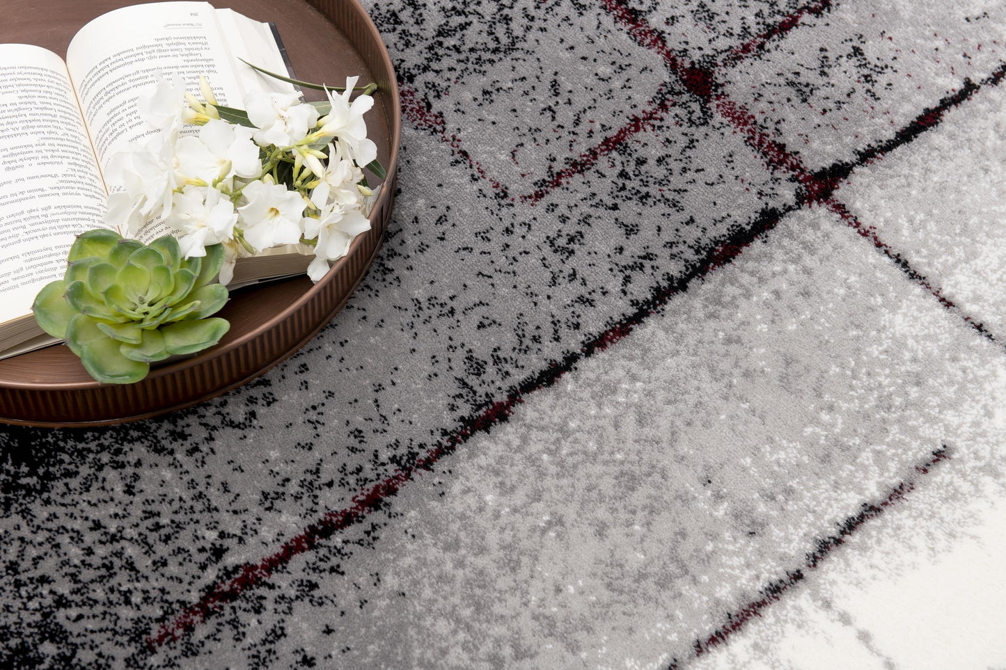 Kyma Abstract Contemporary Grey and Red Indoor Rug-11