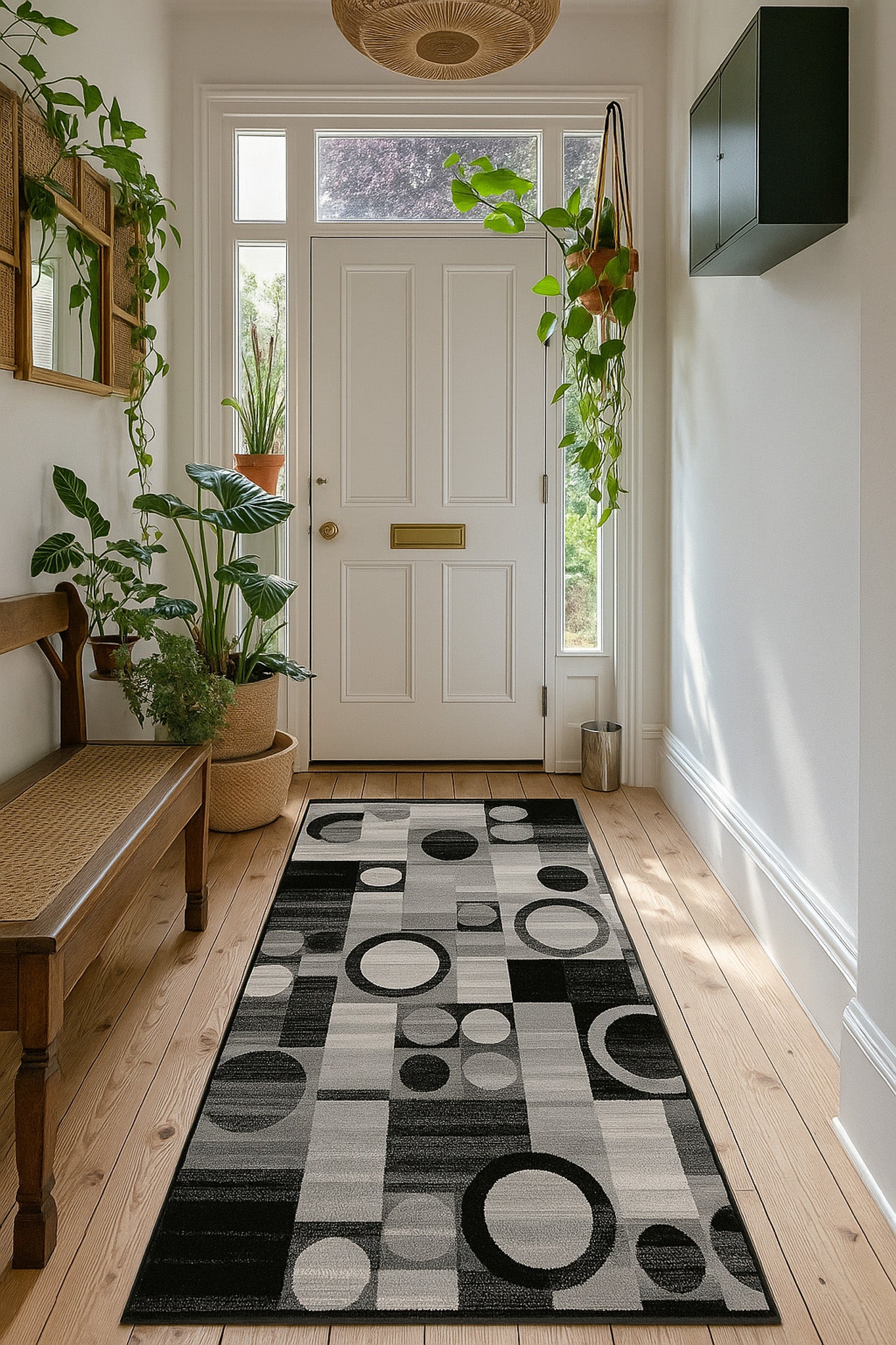Zamani Geometric Contemporary Black and Grey Indoor Rug-9
