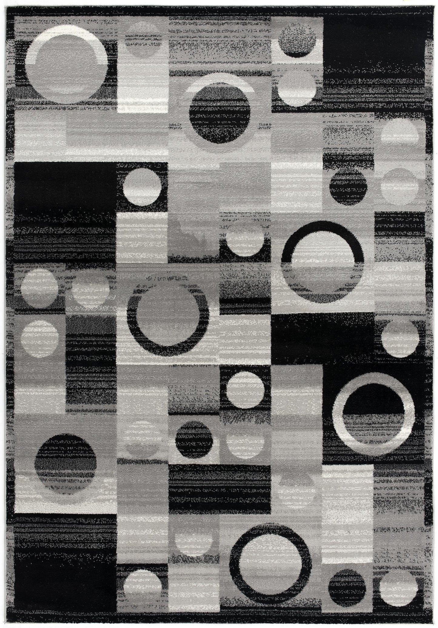 Zamani Geometric Contemporary Black and Grey Indoor Rug-3