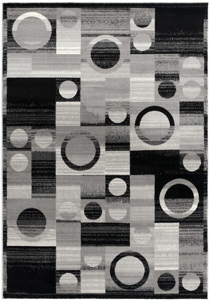 Zamani Geometric Contemporary Black and Grey Indoor Rug-3