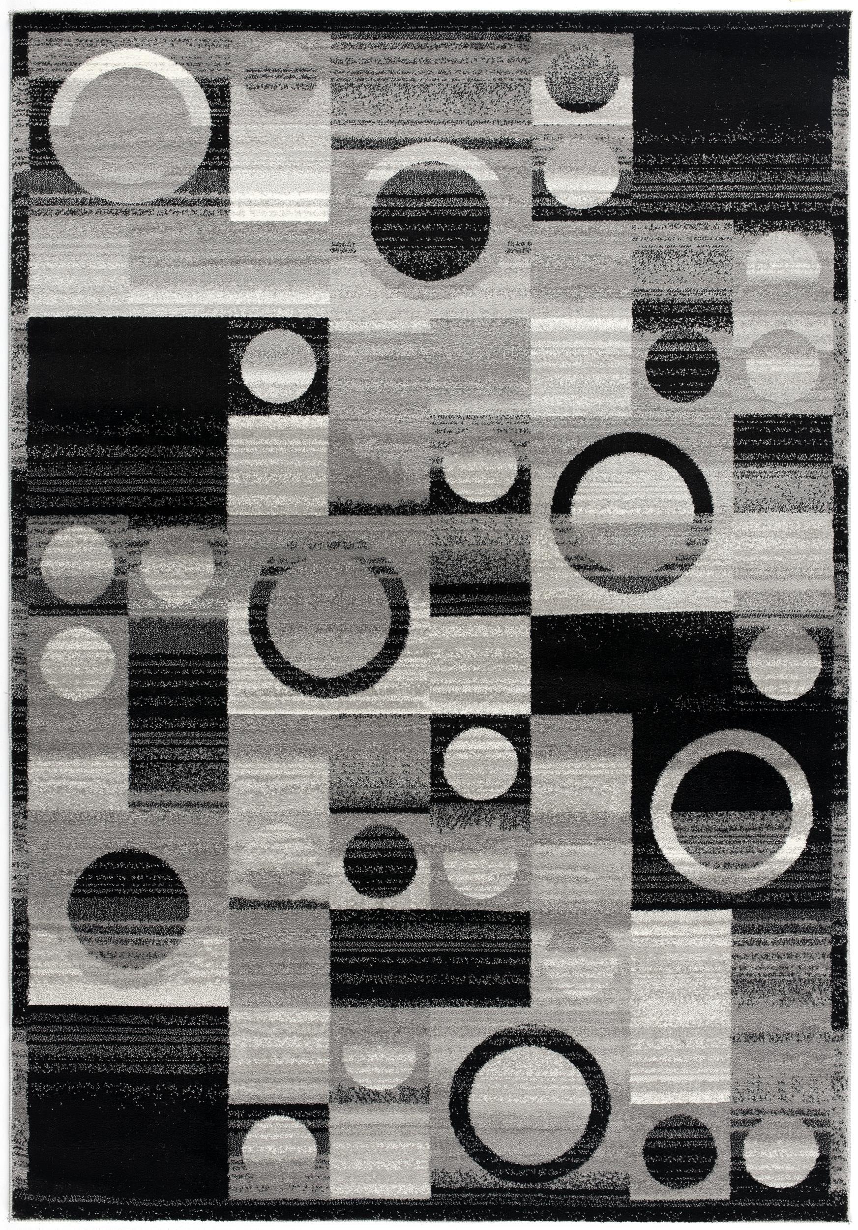 Zamani Geometric Contemporary Black and Grey Indoor Rug-14