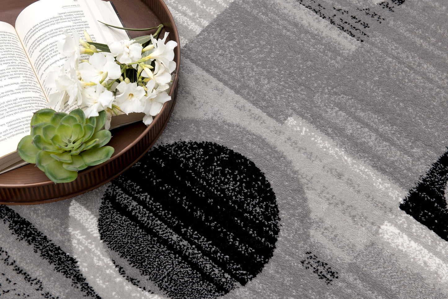 Zamani Geometric Contemporary Black and Grey Indoor Rug-15