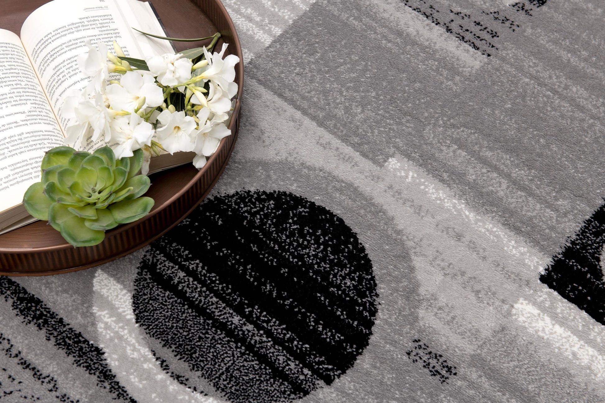 Zamani Geometric Contemporary Black and Grey Indoor Rug-15