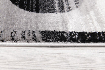 Zamani Geometric Contemporary Black and Grey Indoor Rug-12