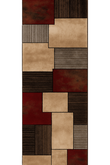 Ember Abstract Contemporary Brown and Red Indoor Rug