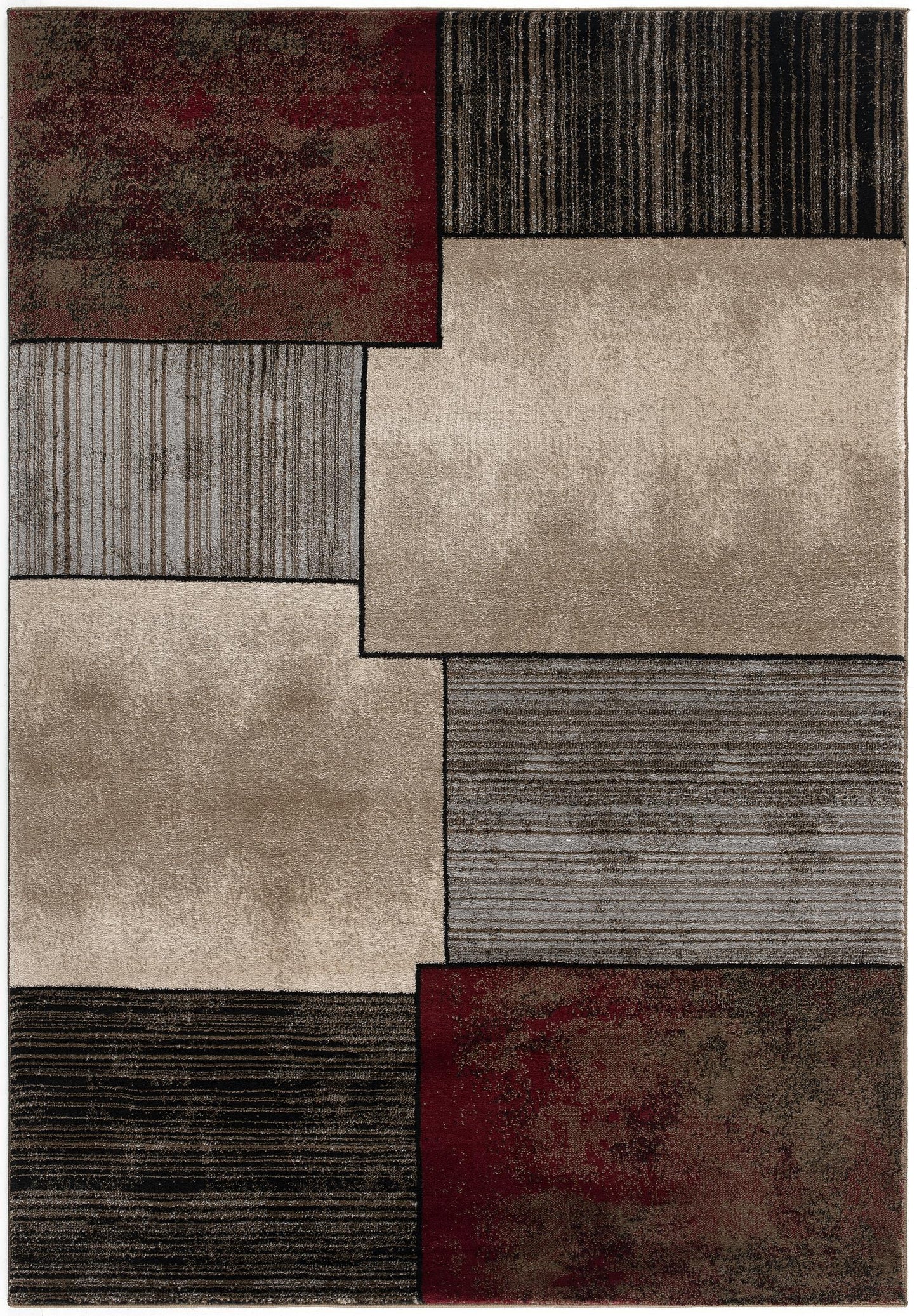 Ember Abstract Contemporary Brown and Red Indoor Rug