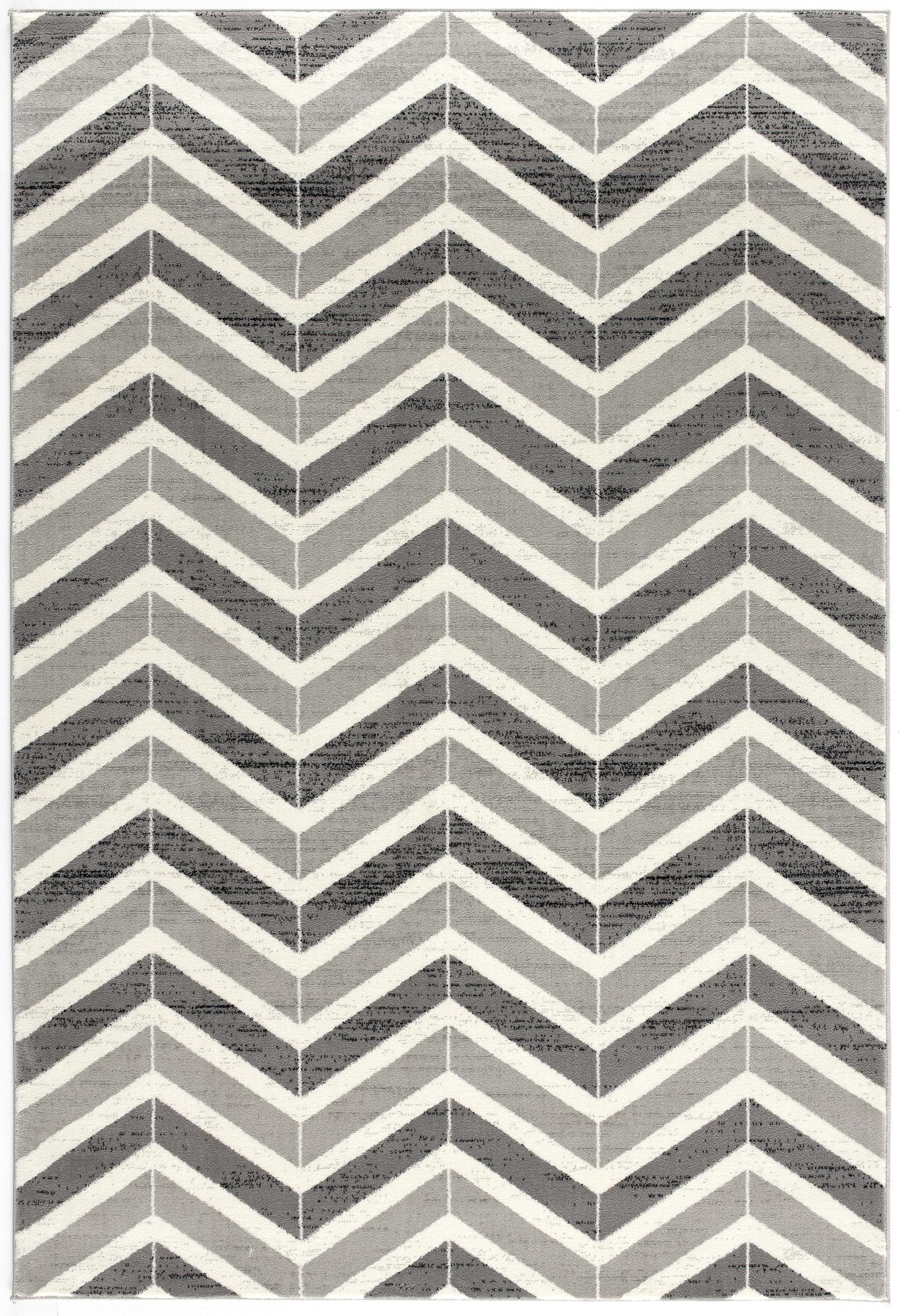 Kirei Chevron Contemporary Grey and Beige Indoor Rug-3