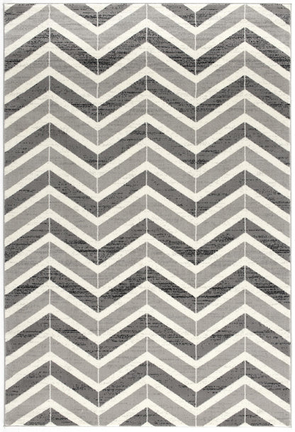 Kirei Chevron Contemporary Grey and Beige Indoor Rug-14