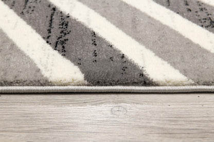 Kirei Chevron Contemporary Grey and Beige Indoor Rug-17
