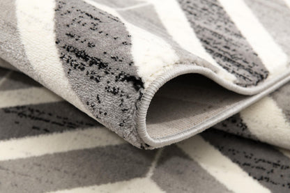 Kirei Chevron Contemporary Grey and Beige Indoor Rug-11