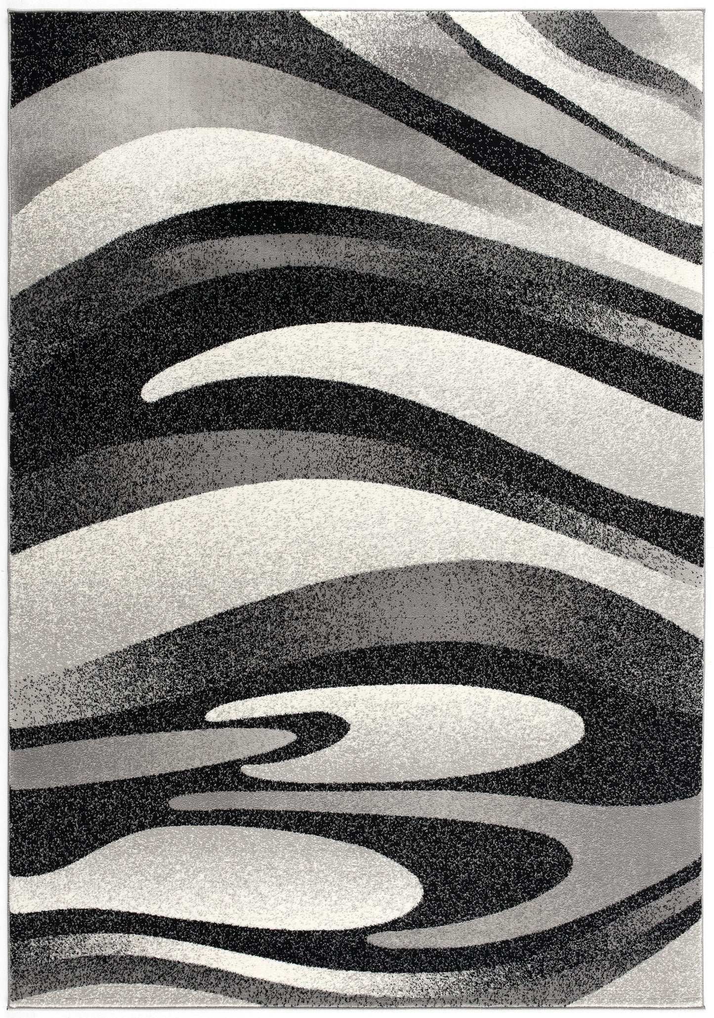 Mizuho Abstract Wave Contemporary Black and Grey Indoor Rug