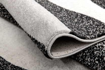 Mizuho Abstract Wave Contemporary Black and Grey Indoor Rug