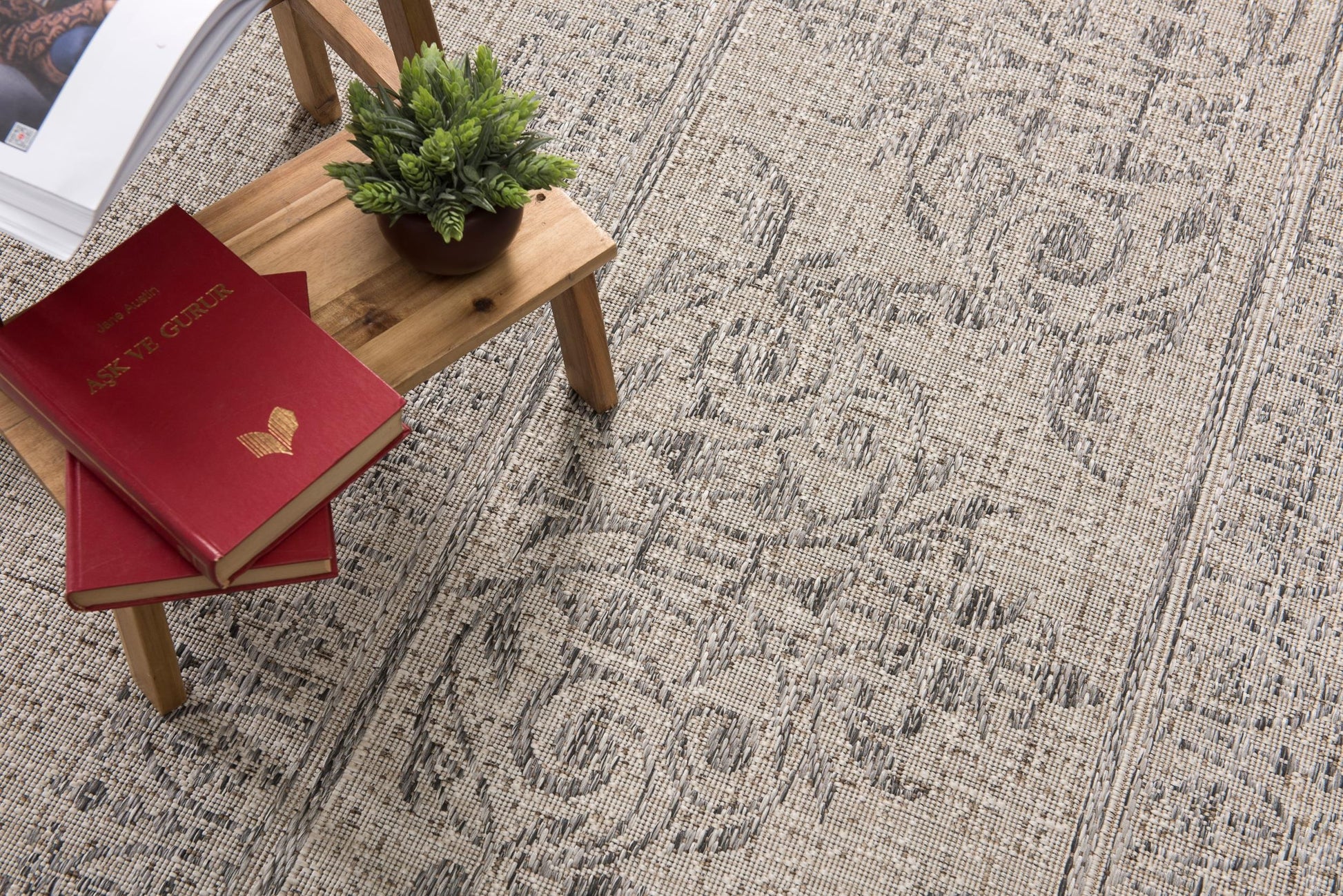 Florentia Damask Contemporary Ivory and Beige Indoor Rug-11