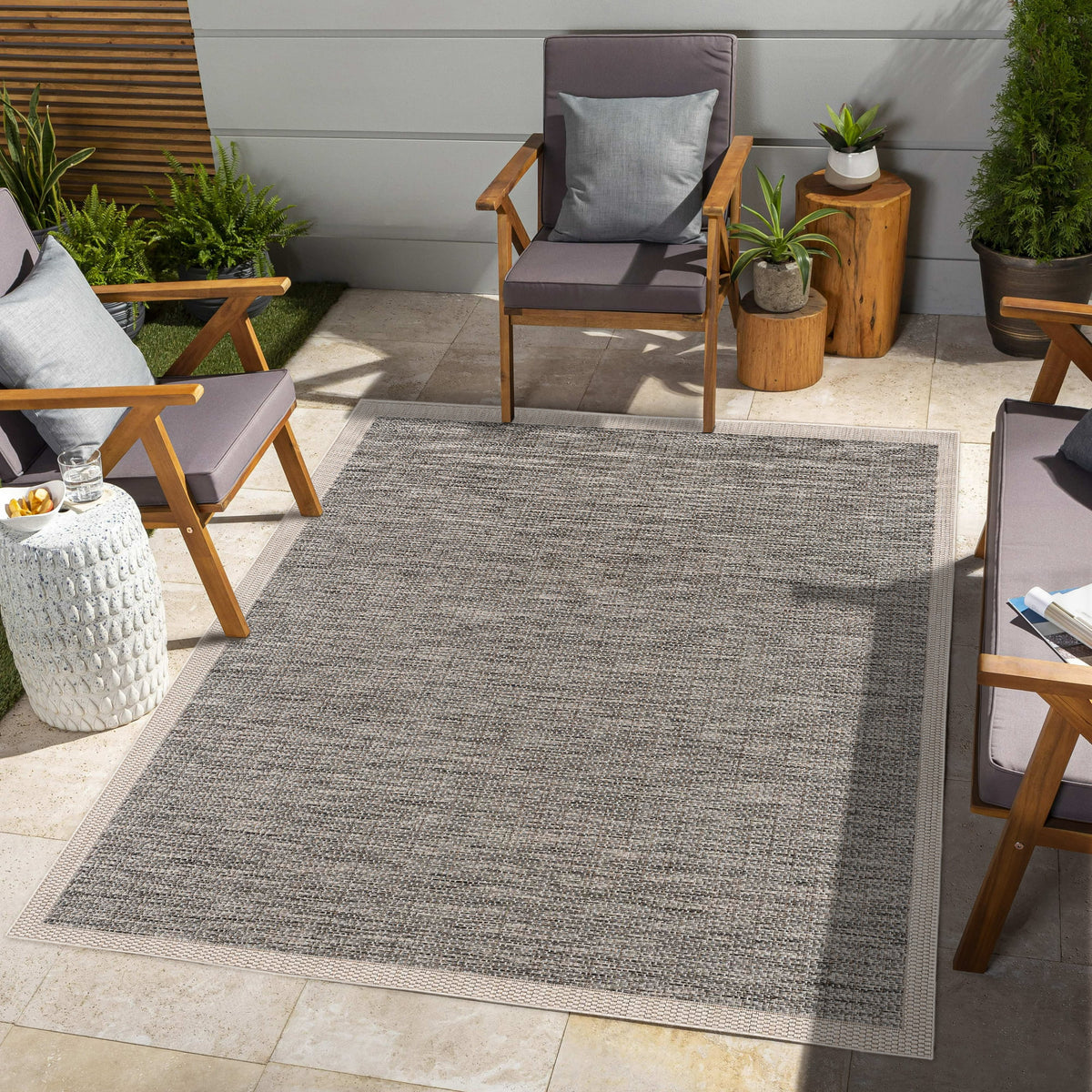Tapis gris uni géométrique Vista