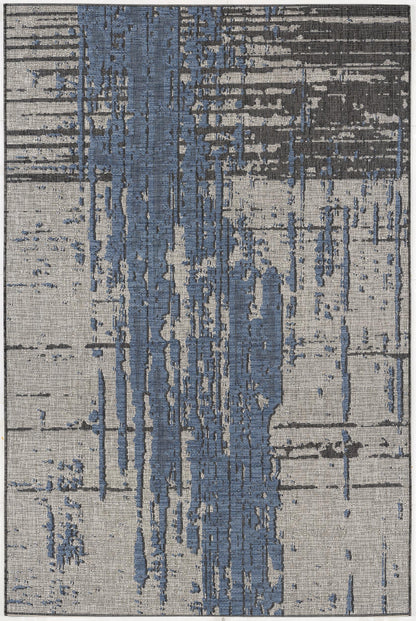 Khat Abstract Contemporary Blue,Beige Indoor Rug-3