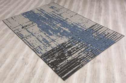 Khat Abstract Contemporary Blue,Beige Indoor Rug-10