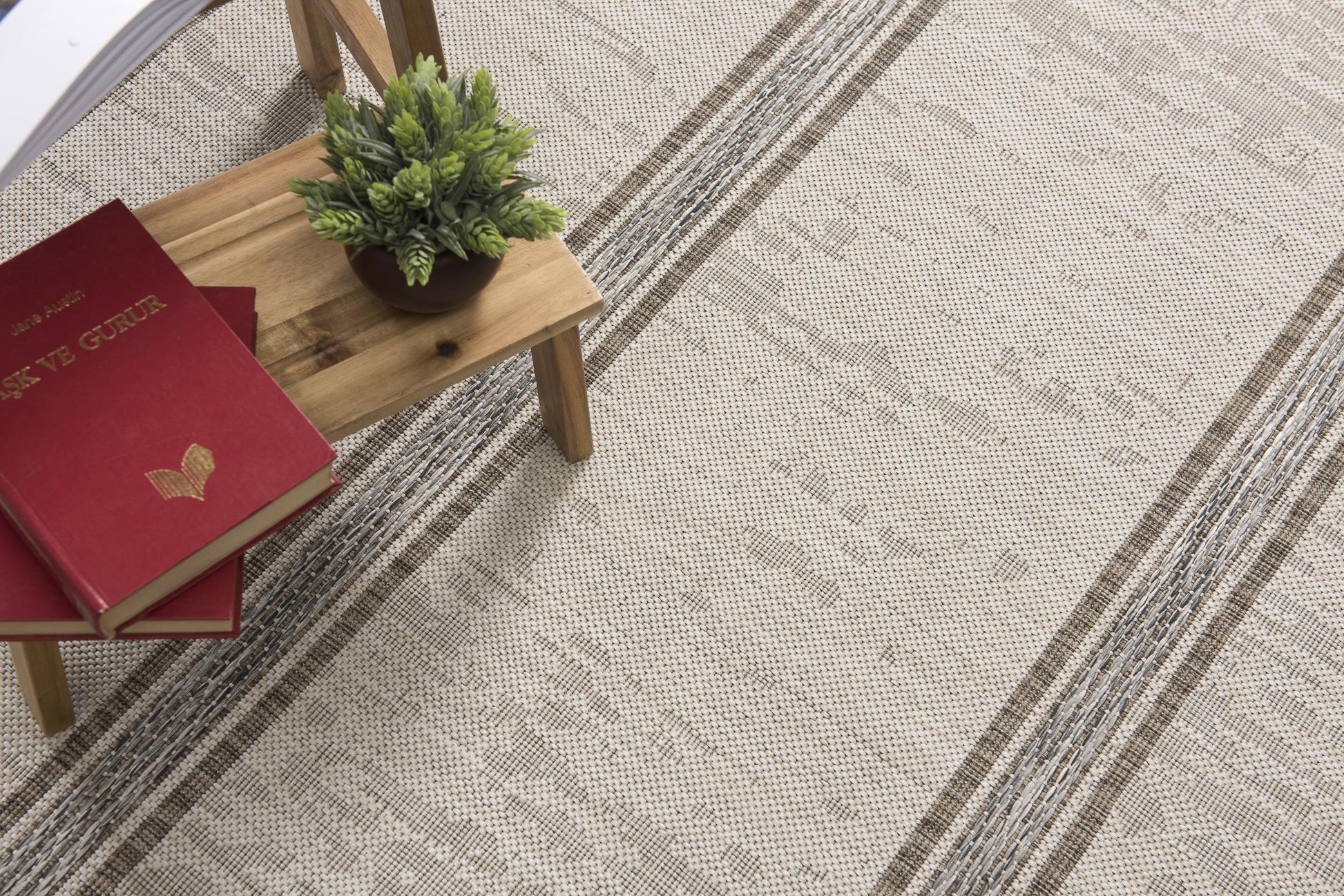 Delos Striped Coastal Beige and Brown Indoor Rug-10