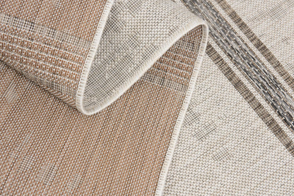 Delos Striped Coastal Beige and Brown Indoor Rug-12