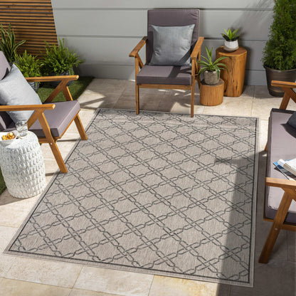 Vista Geometric Checkered Beige Rug