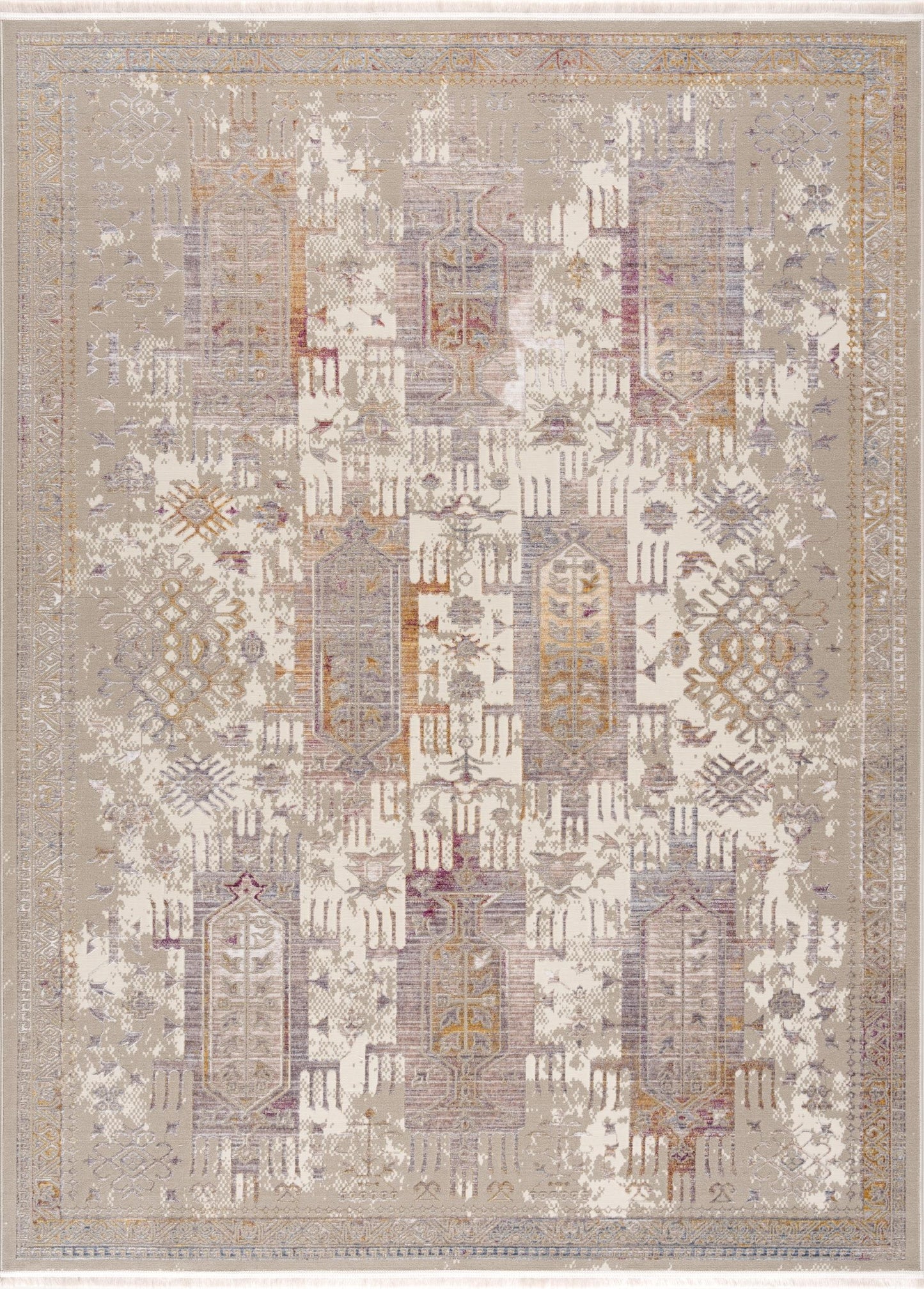 Paletta Distressed Medallion Transitional Beige and Cream Indoor Rug