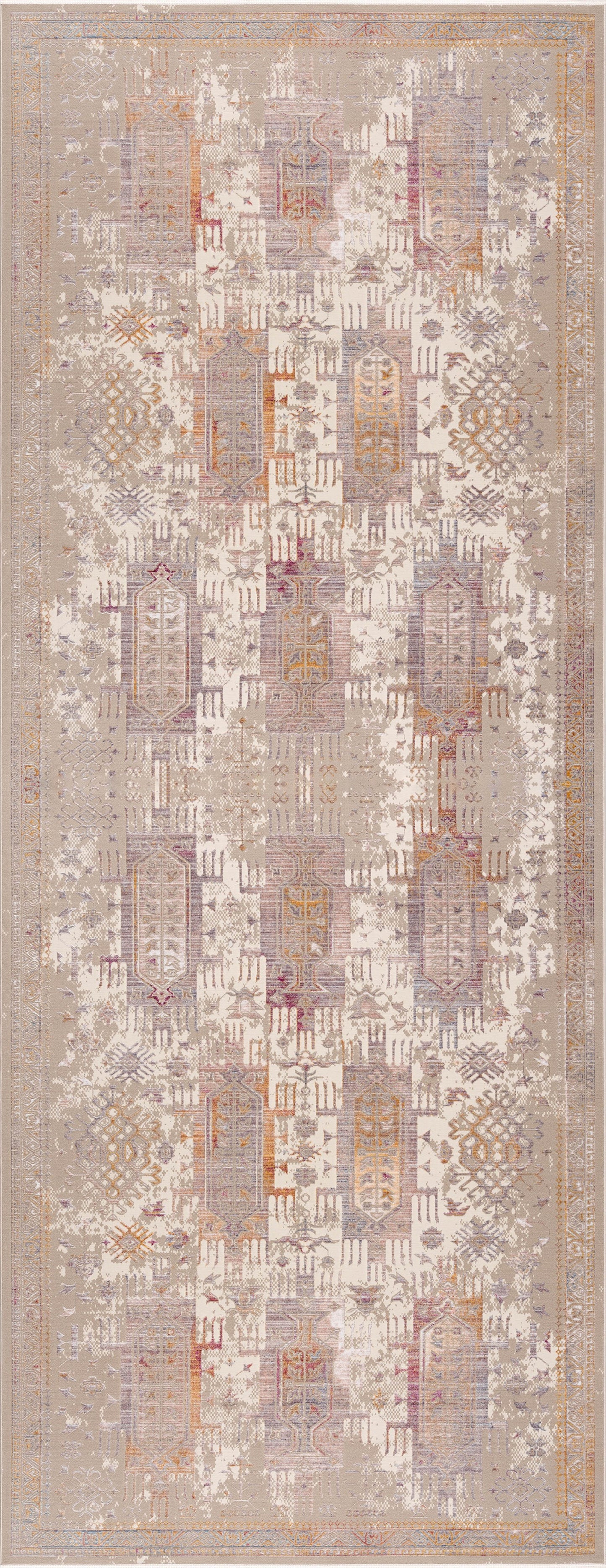Paletta Distressed Medallion Transitional Beige and Cream Indoor Rug