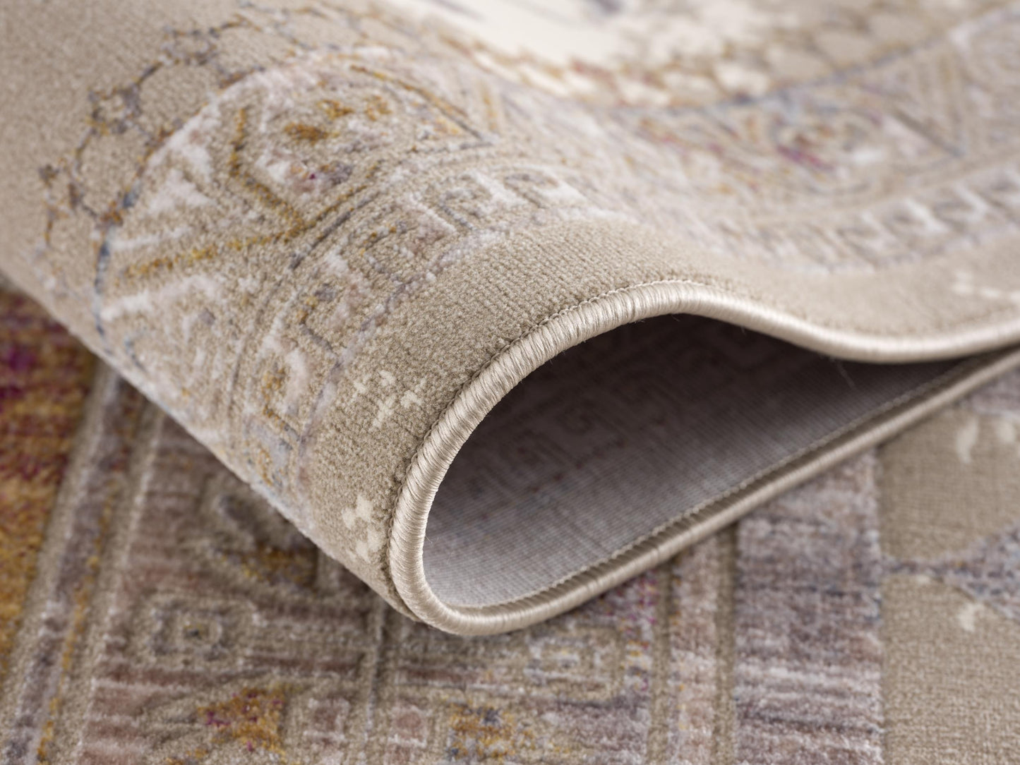 Paletta Distressed Medallion Transitional Beige and Cream Indoor Rug