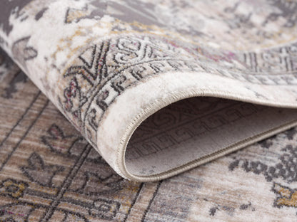 Paletta Distressed Medallion Transitional Grey and Beige Indoor Rug