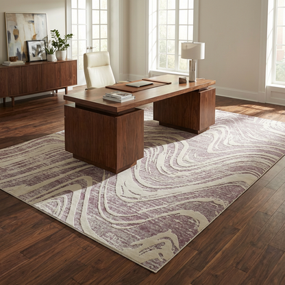 Kaze Abstract Modern Purple and Beige Indoor Rug