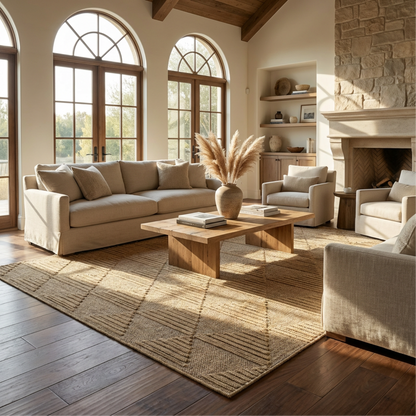 Afaq Geometric Contemporary Brown and Beige Indoor Rug