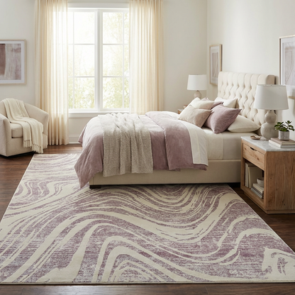 Kaze Abstract Modern Purple and Beige Indoor Rug