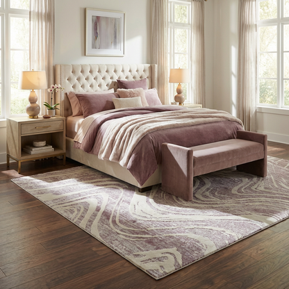 Kaze Abstract Modern Purple and Beige Indoor Rug