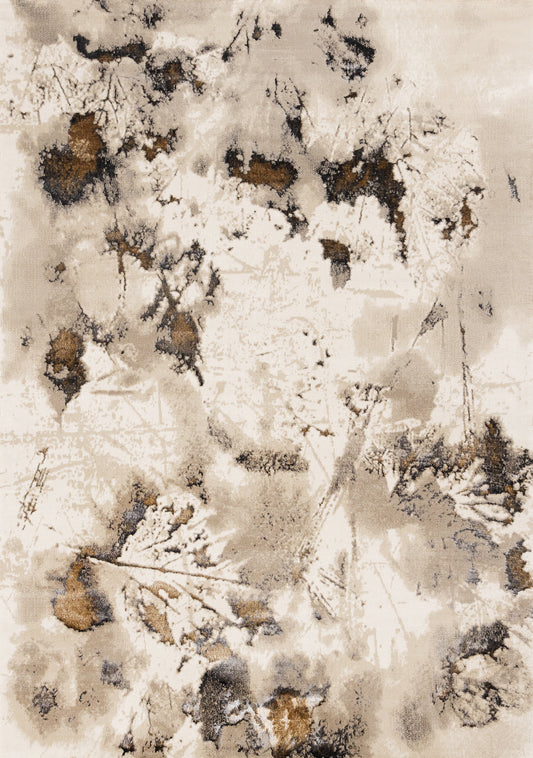 Contemporary Botanical Distressed Taupe Area Rug