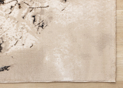 Contemporary Botanical Distressed Taupe Area Rug-5