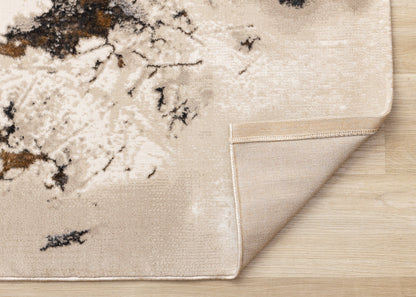 Contemporary Botanical Distressed Taupe Area Rug-6