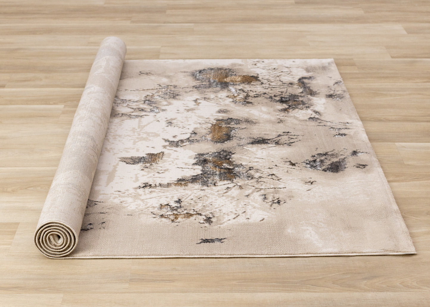 Contemporary Botanical Distressed Taupe Area Rug-7