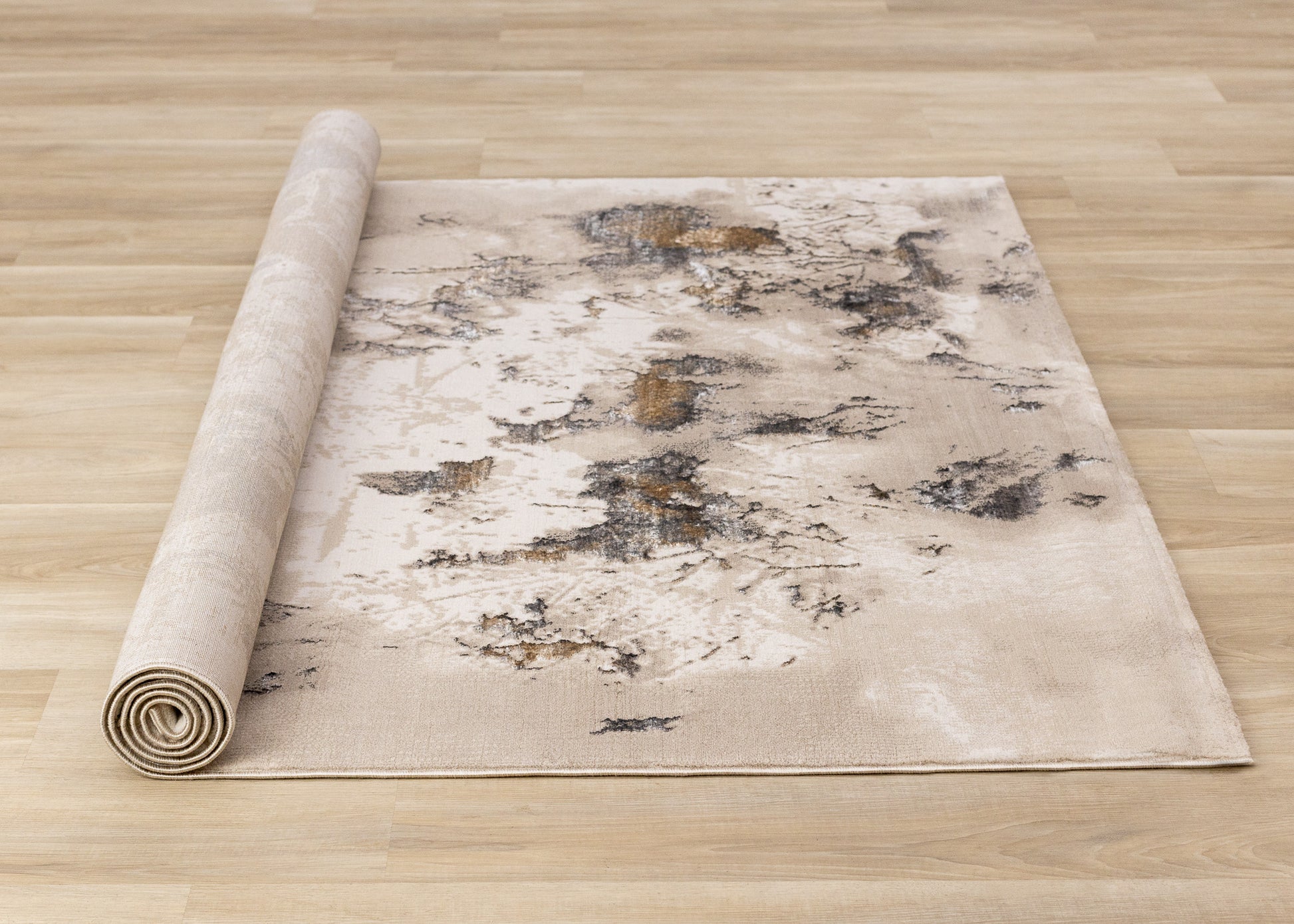 Contemporary Botanical Distressed Taupe Area Rug-7