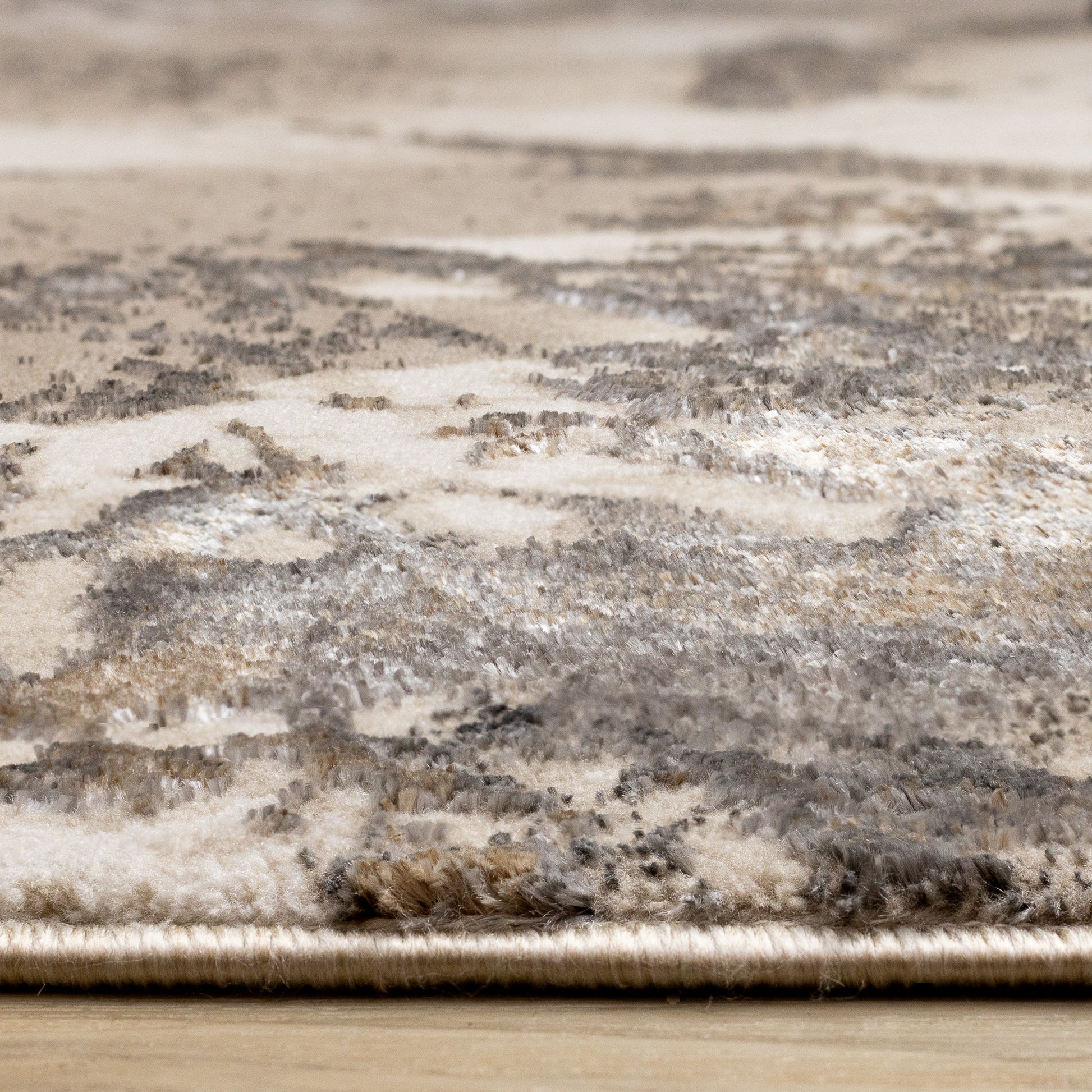 Contemporary Botanical Distressed Taupe Area Rug-9