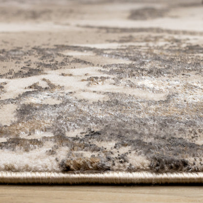 Contemporary Botanical Distressed Taupe Area Rug-9