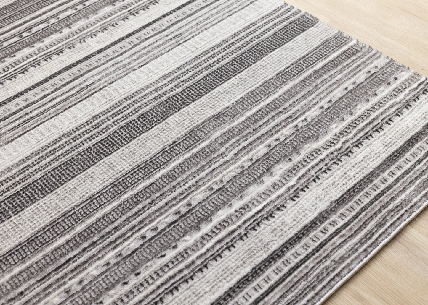 Contemporary Stripes Tribal Grey Area Rug-4